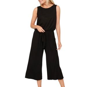 egs by éloges Black‎ Front-Tie Cropped Jumpsuit 1X